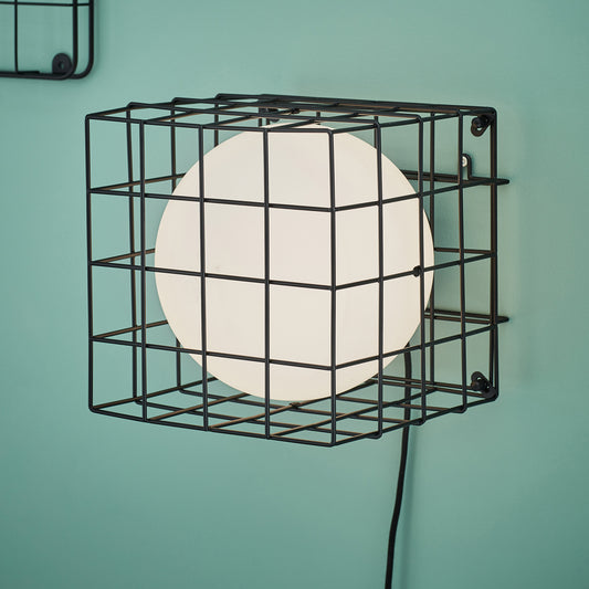 Cage vegglampe 40W E14 sort/hvit