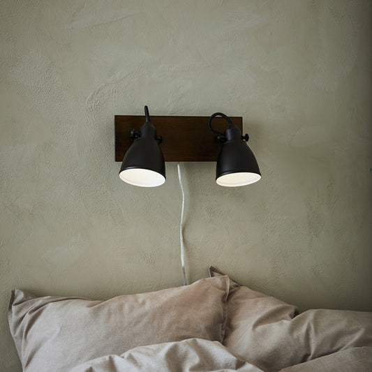 Native veggspot 2x18W E14 brun/sort