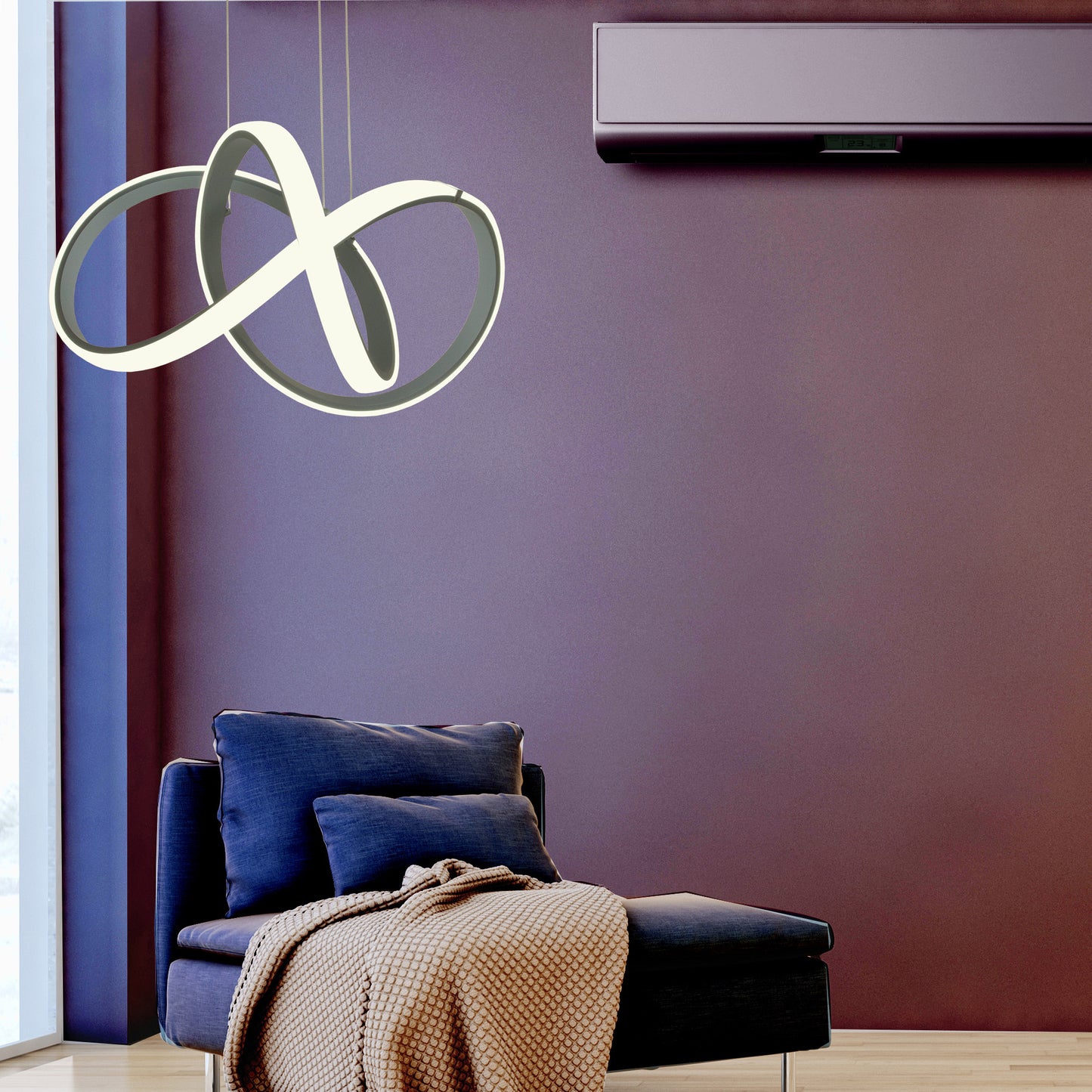 Krumelur taklampe sølvgrå