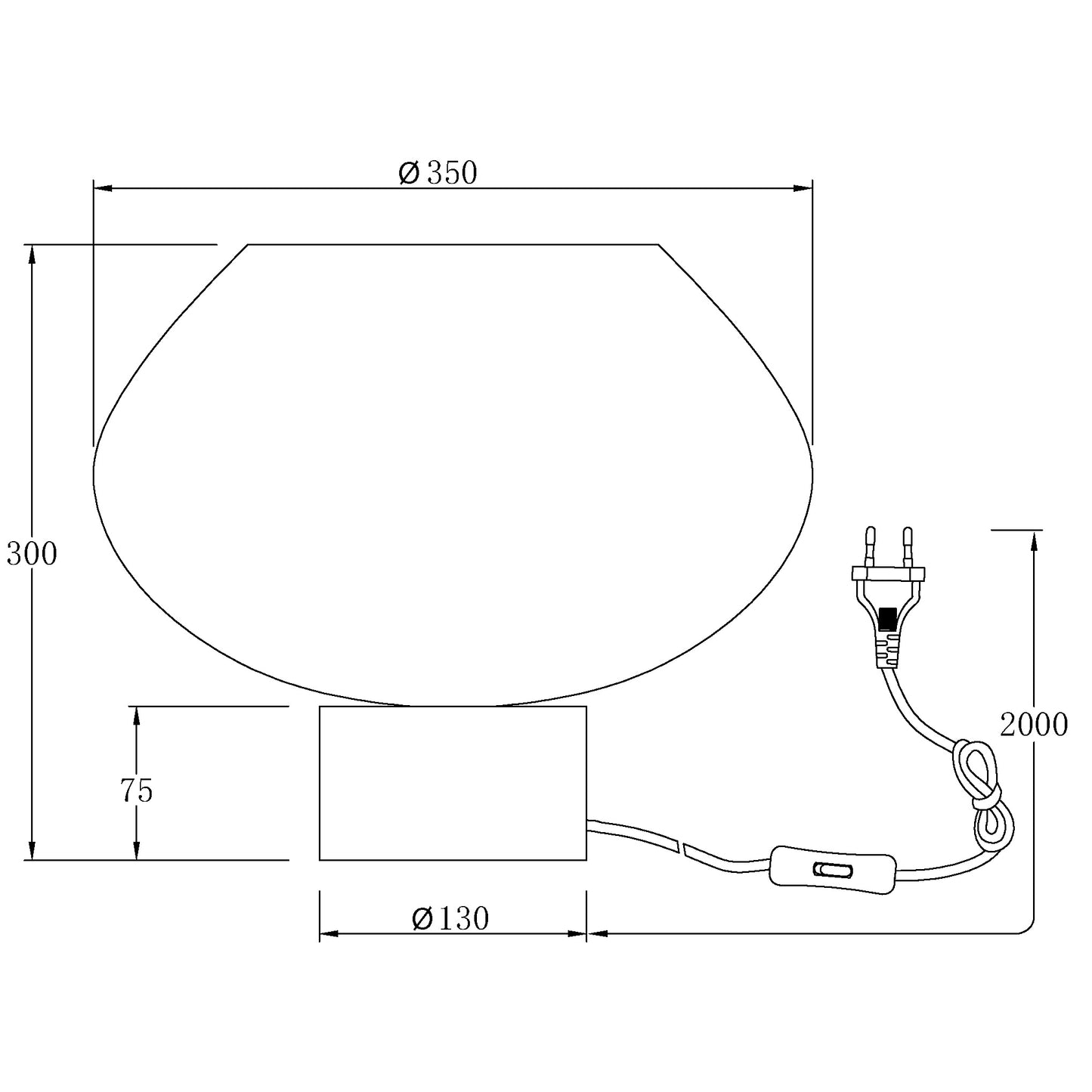 Bell bordlampe stor sort/opal