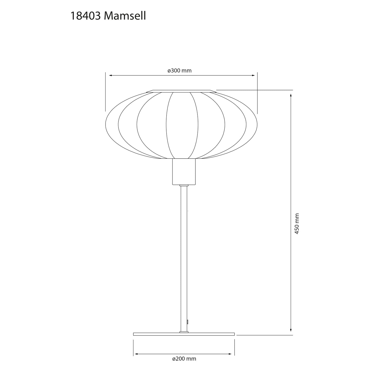 Mamsell bordlampe stor krom/hvit