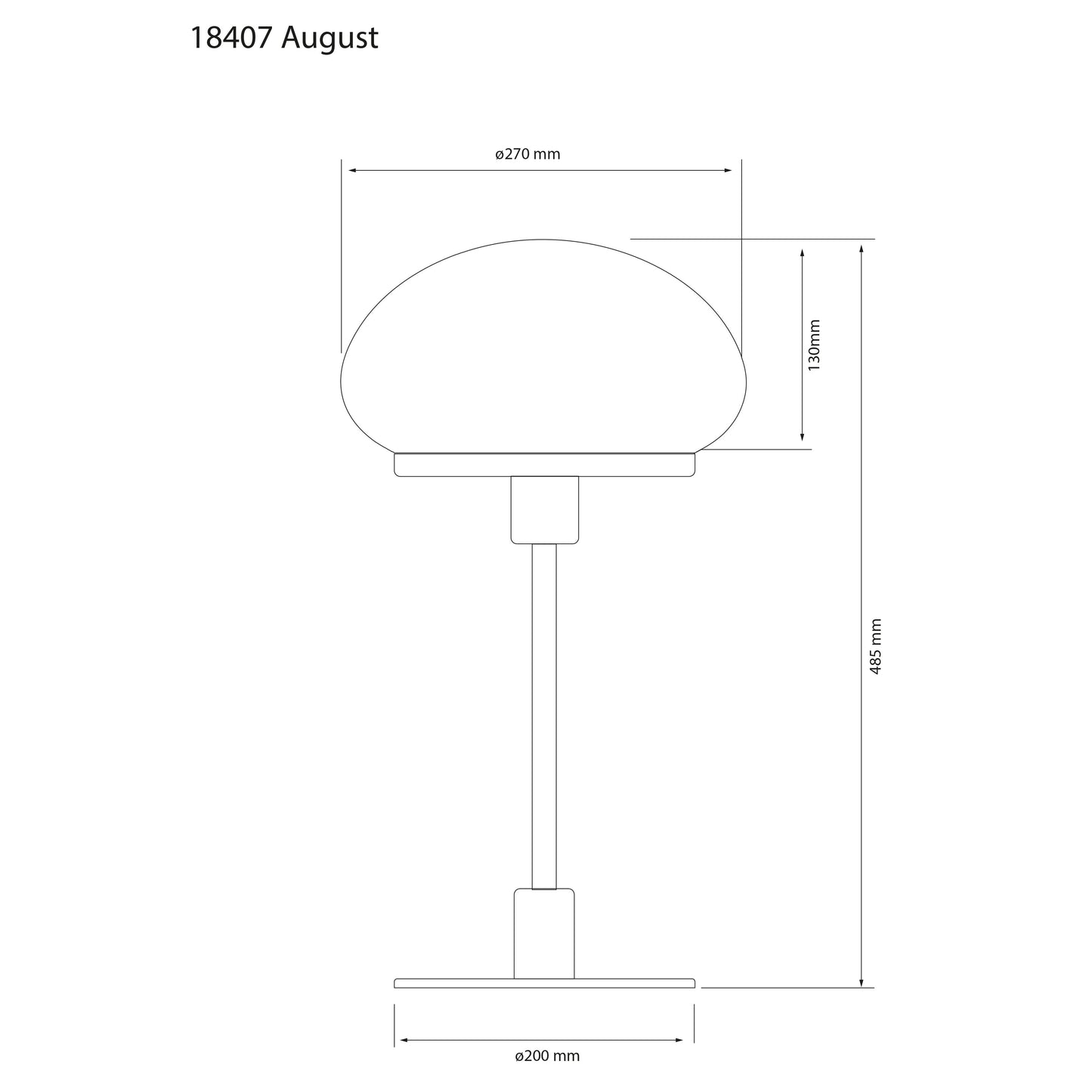New August bordlampe sølv/hvit