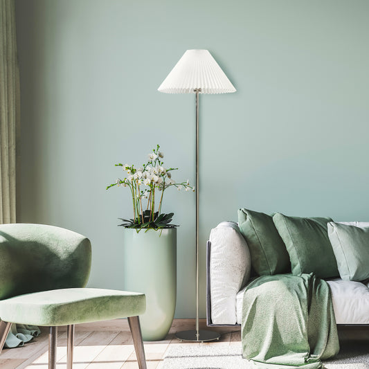 Ester gulvlampe krom/hvit m/skjerm