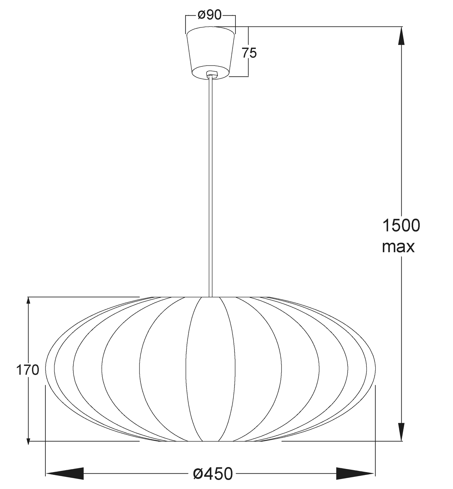 Noor takpendel Ø45cm grå