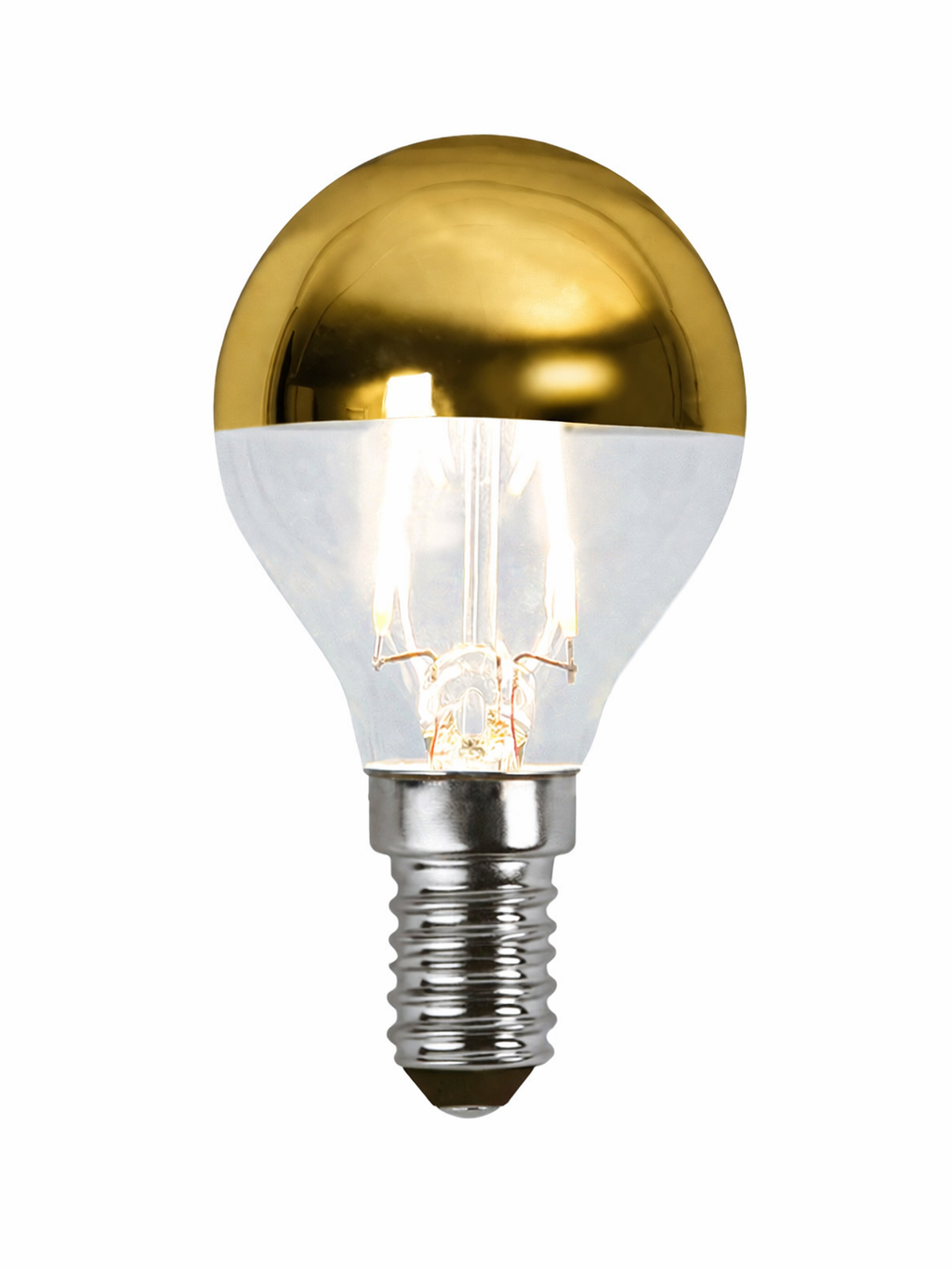 LM LED illum E14 toppspeil gull 4W dimbar