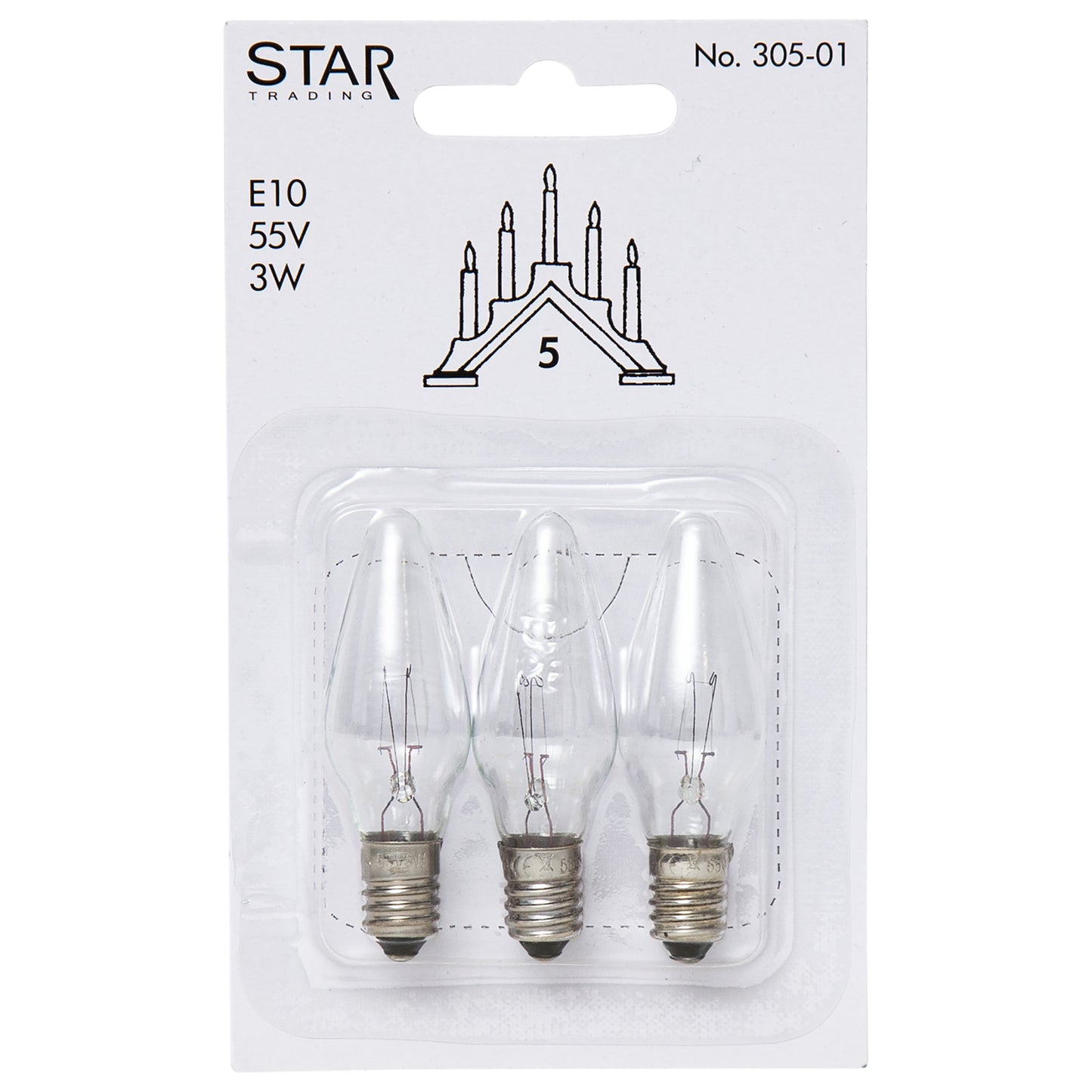 3pk E10 reservepærer klar 3W 55V