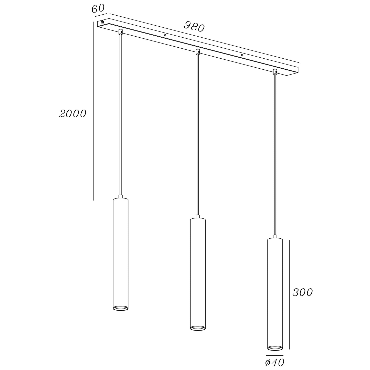 Oz mini K3 takpendel 3-lys sort