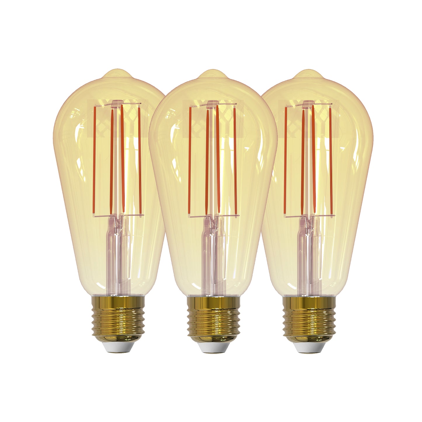 3pk LED E27 edison amber 6W dimbar