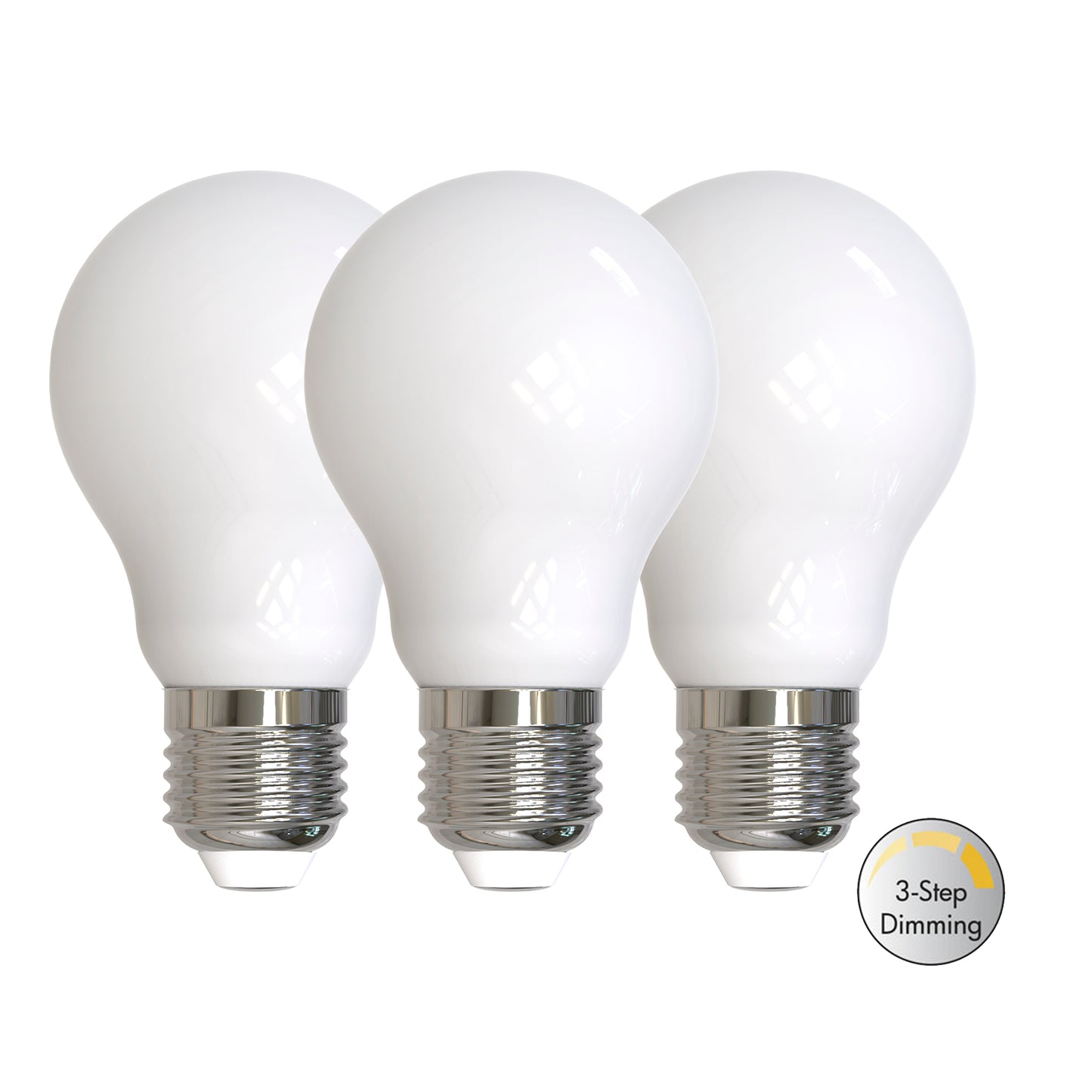 3pk LED normal E27 opal 7.5W 806lm 3-step dim