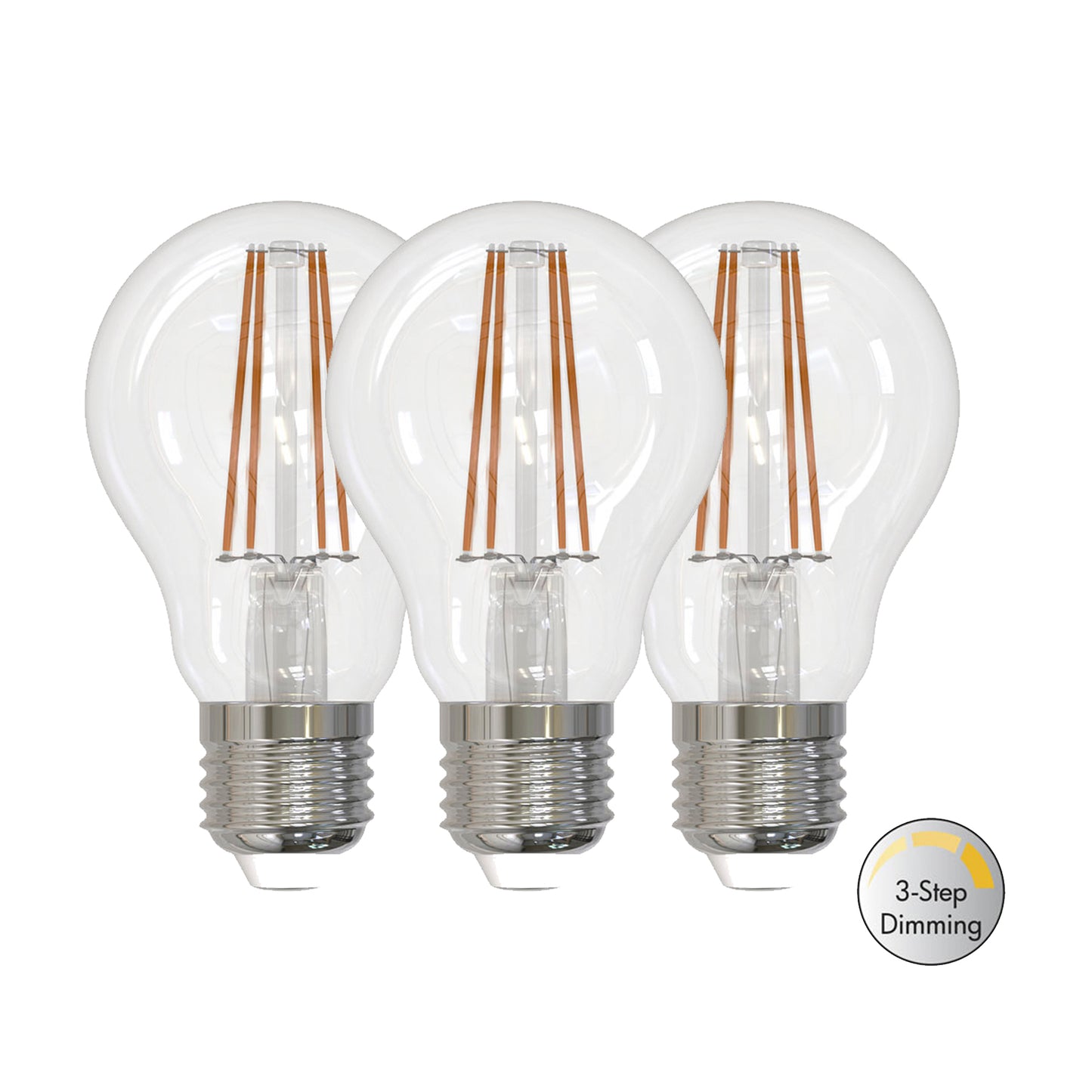 3pk LED normal E27 klar 7W 806lm 2200K 3-step dim