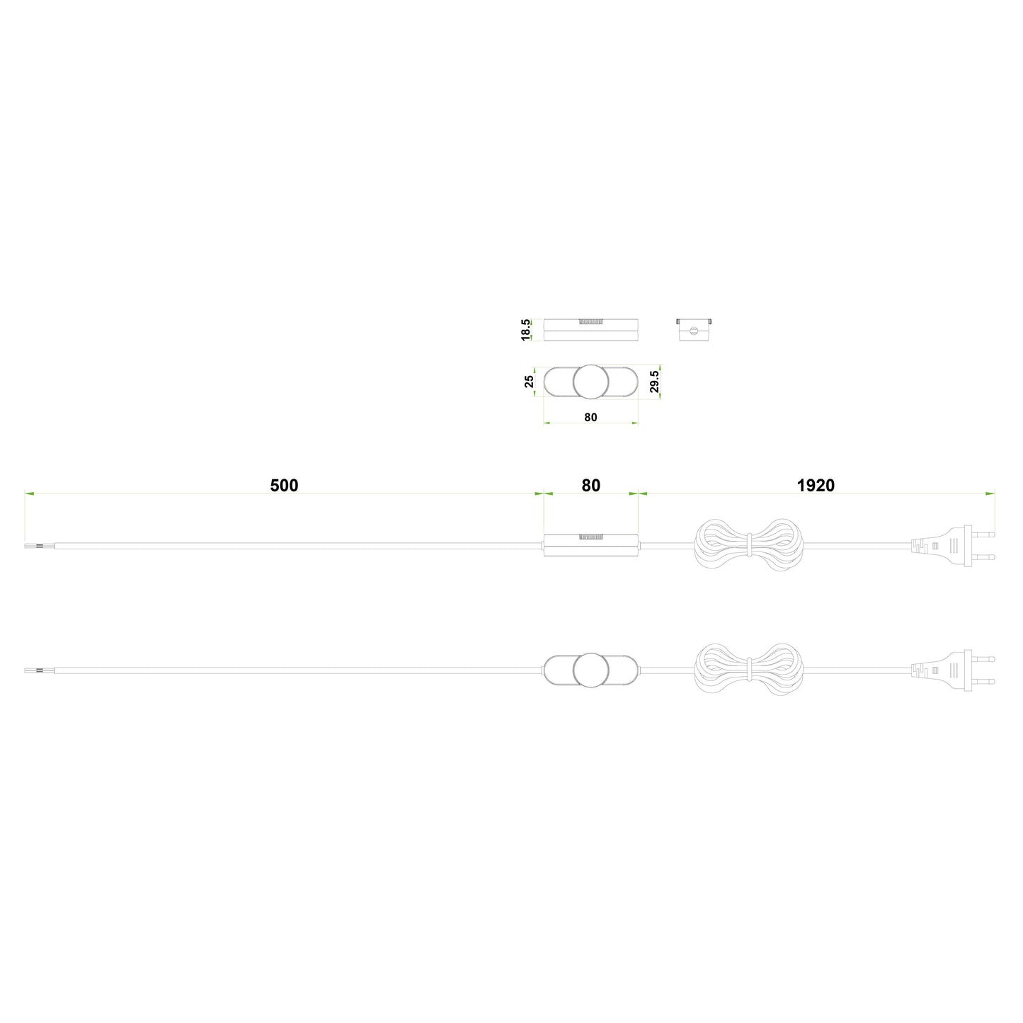 Ledningsdimmer 2.5 hvit