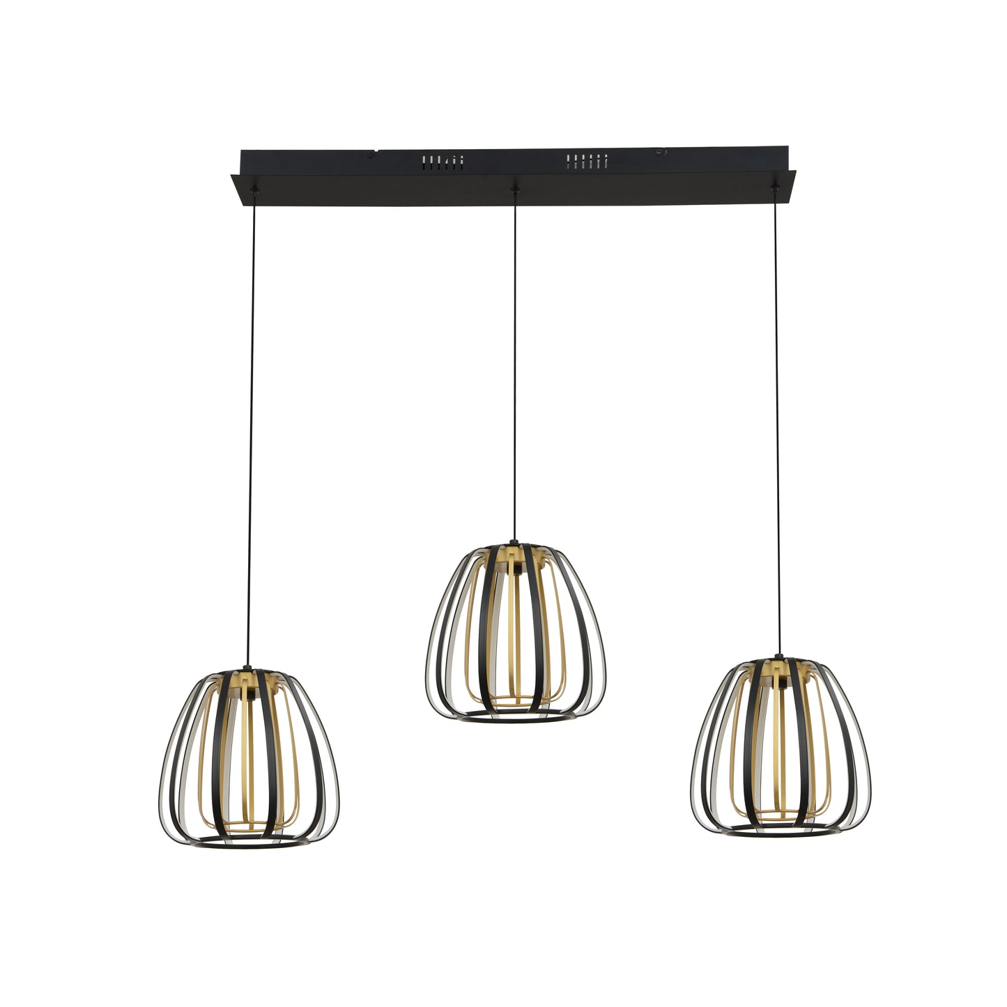 Ideal takpendel 3-lys rekke sort/gull