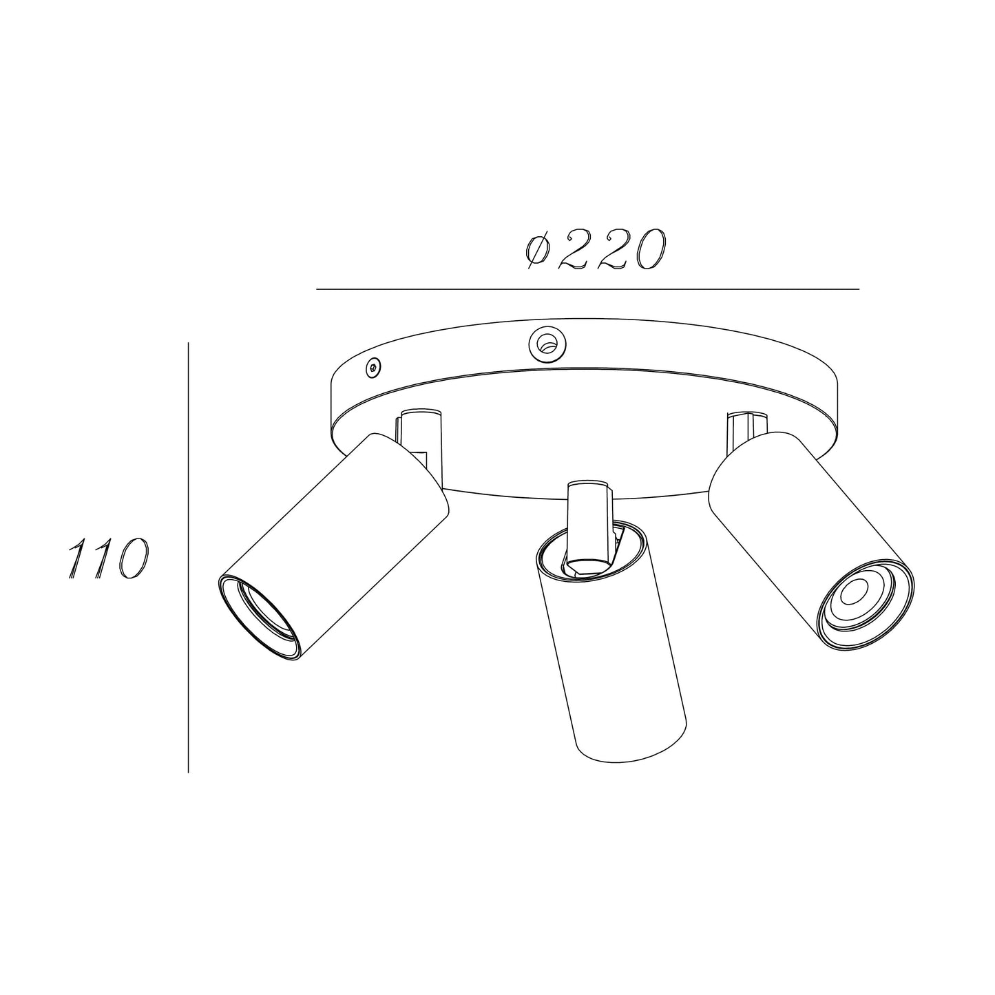 Oz mini K3 takspot rondell sort/bronse
