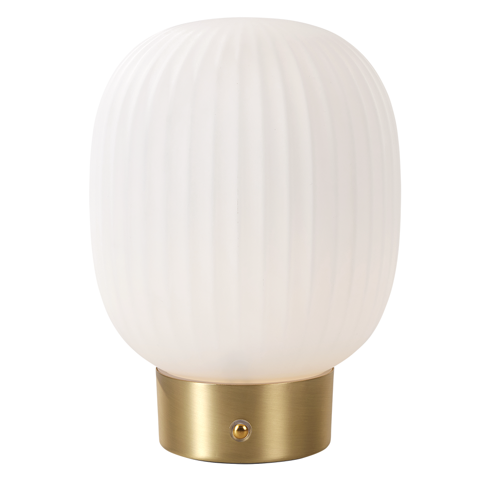 Millie bordlampe oppladbar LED messing/opal