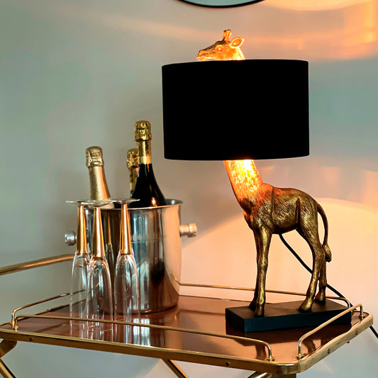 Affe bordlampe gull/sort