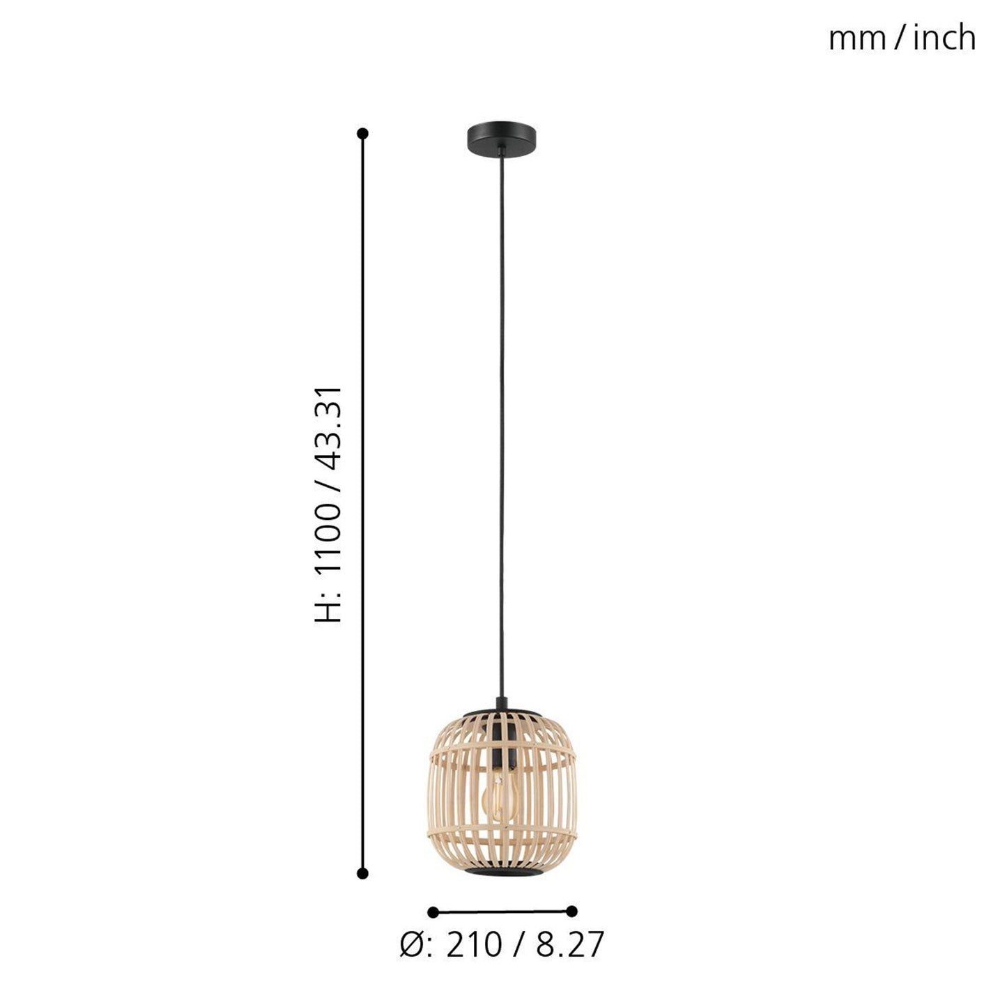 Bordesley takpendel Ø21cm natur