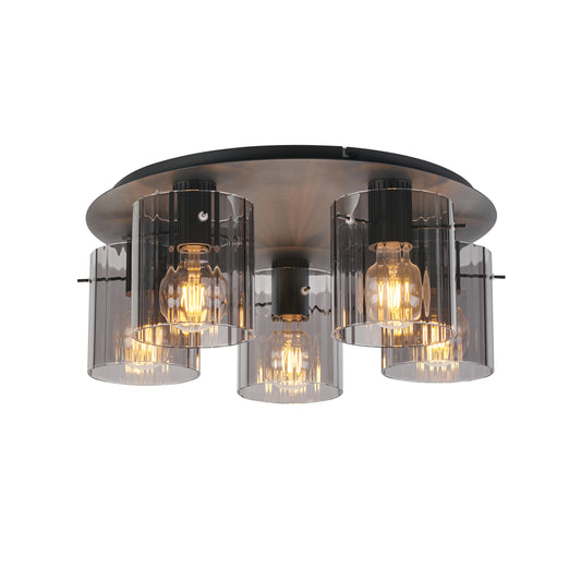 Kvarts takplafond Ø52cm E27 sort/sotet