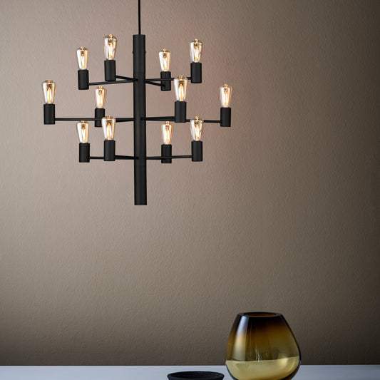 Manola 12-lys lysekrone sort