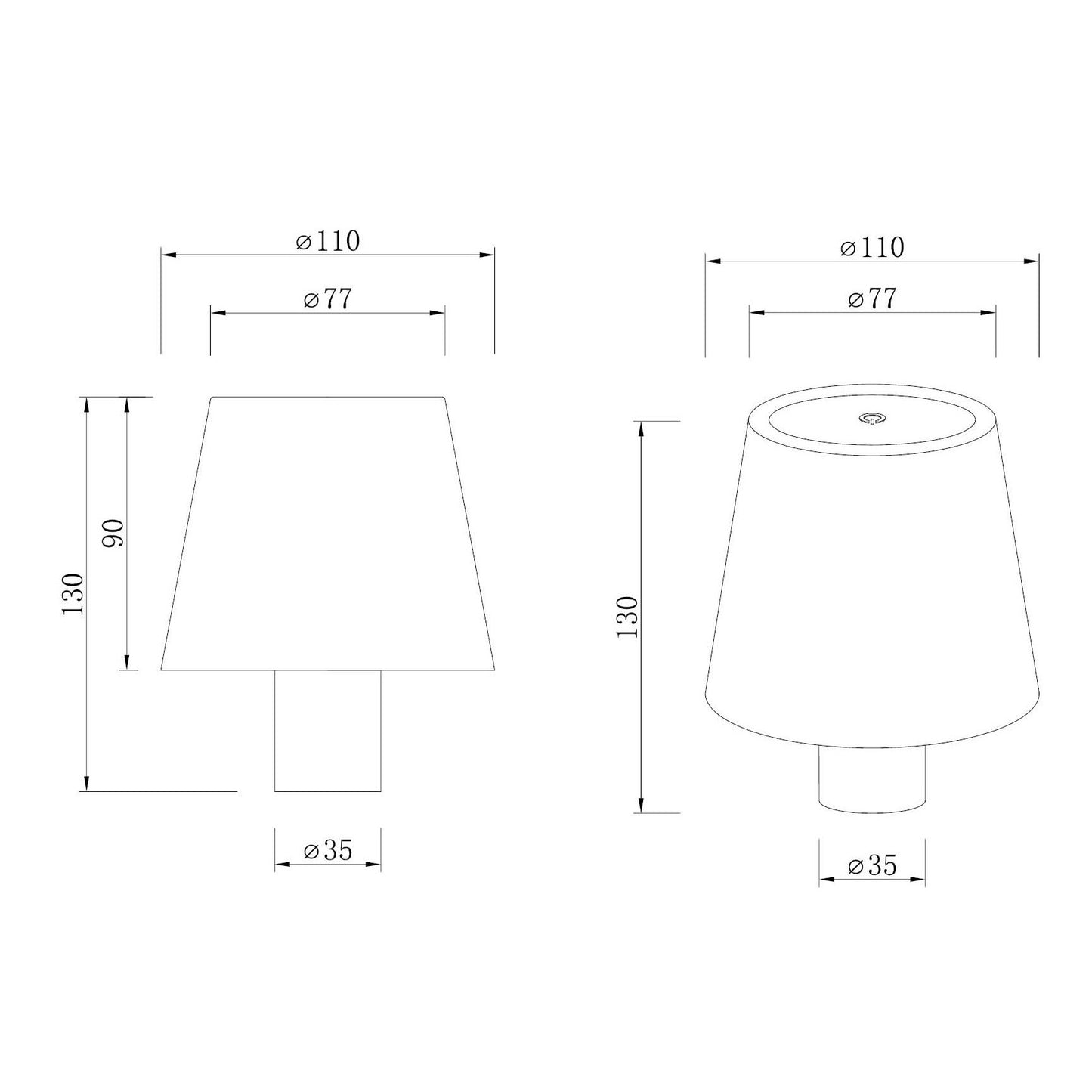 Mida bordlampe 3W sort oppladbar