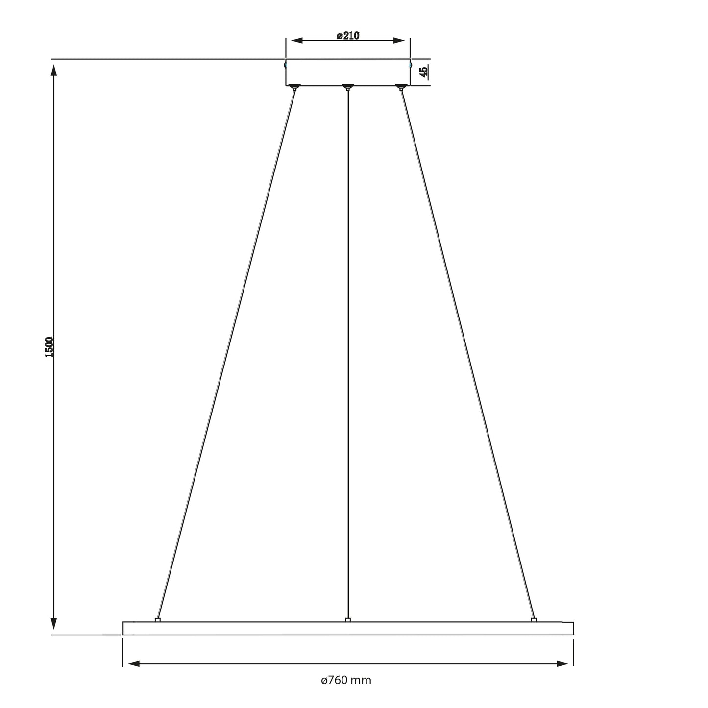 Oda LED taklampe rund Ø76cm