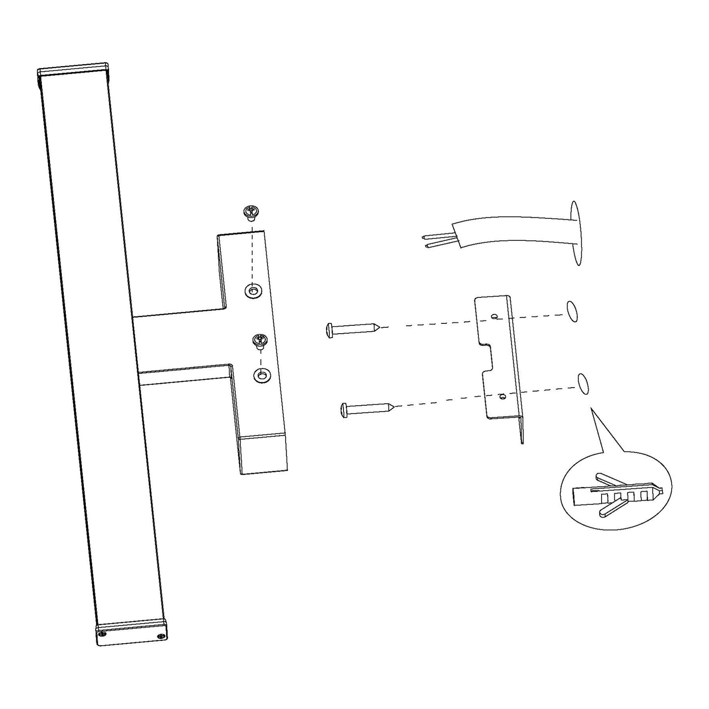 Pandella LED vegglampe IP44 60cm sort