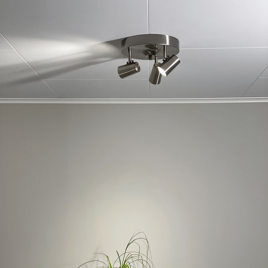 Pilot takspot rondell 3-lys stål