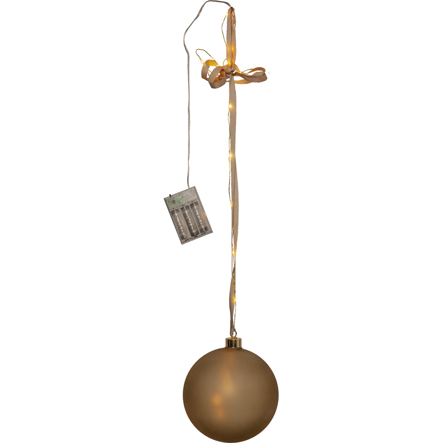 Bauble bliss glasskule m/batteri gull