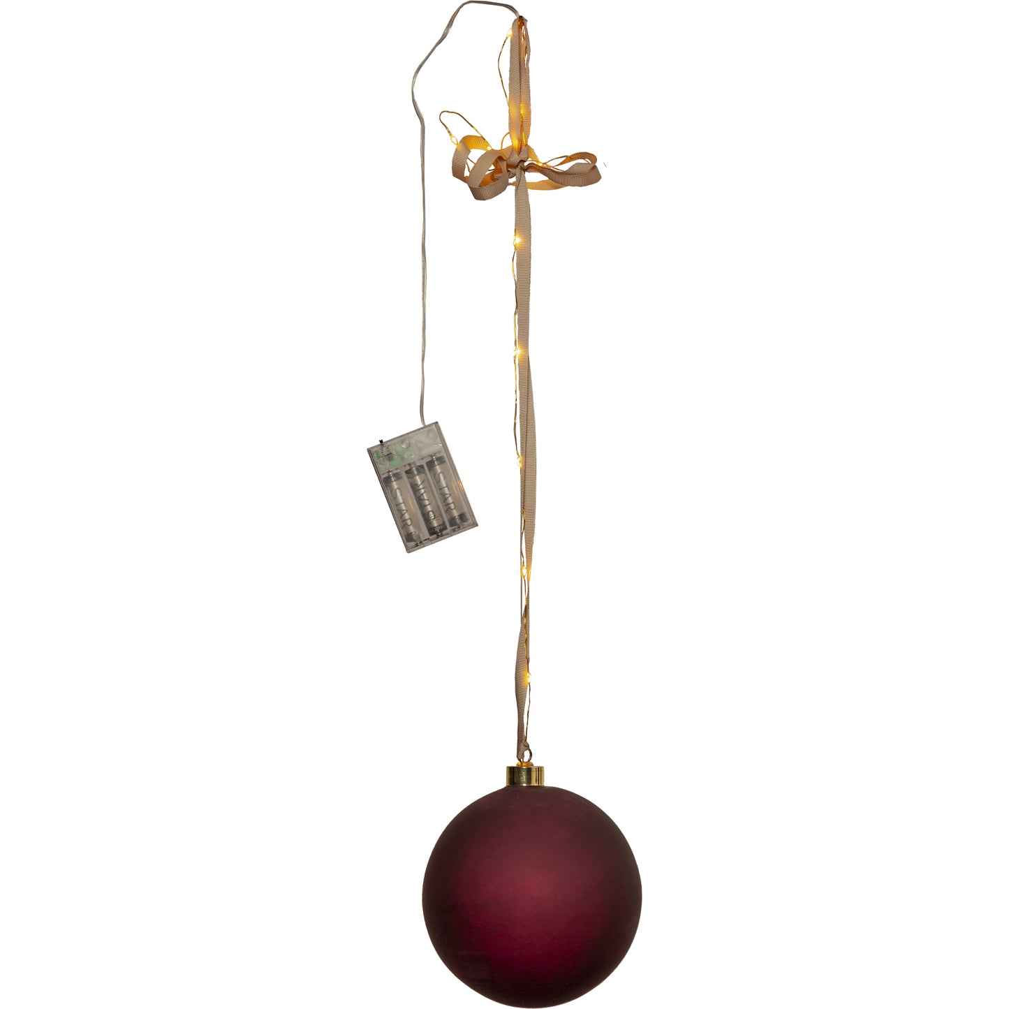 Bauble bliss glasskule m/batteri rød