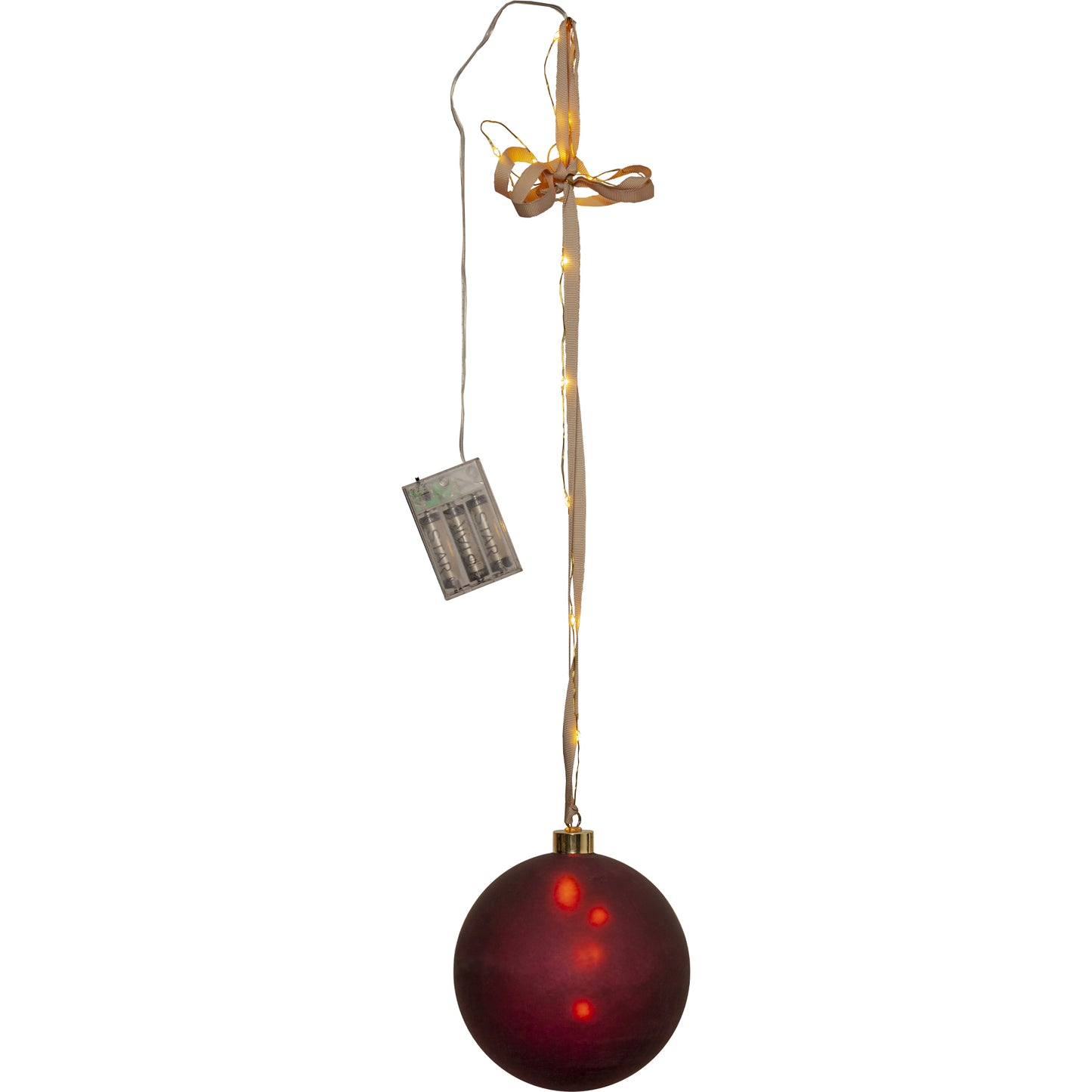Bauble bliss glasskule m/batteri rød