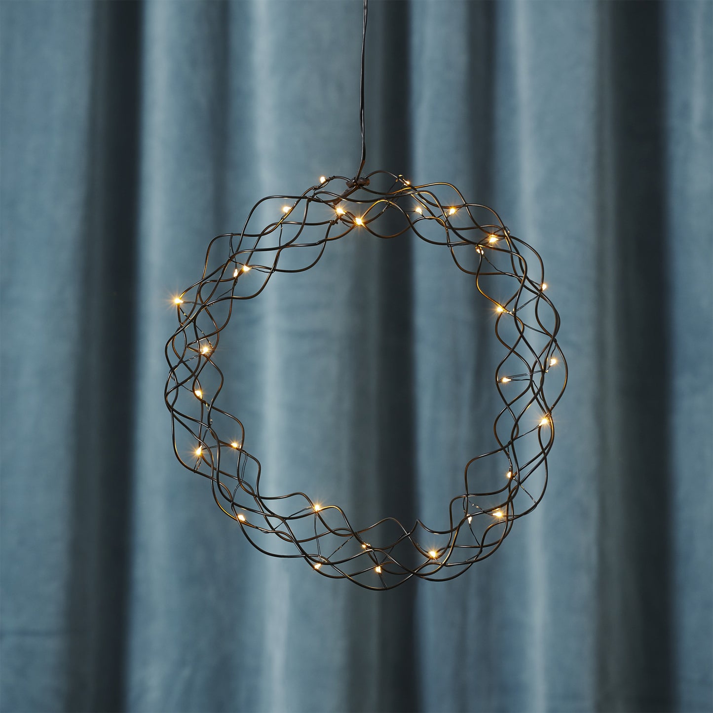 Curly julepynt krans 30cm sort