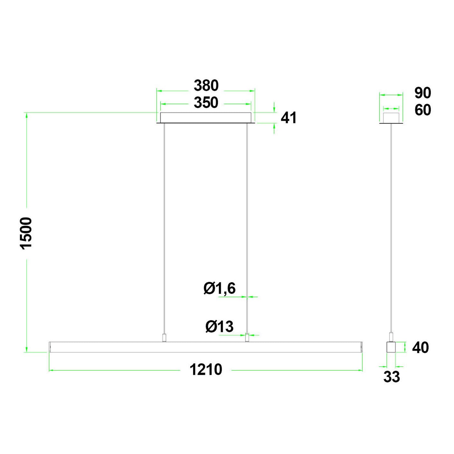 Era LED pendel rett 120cm sort