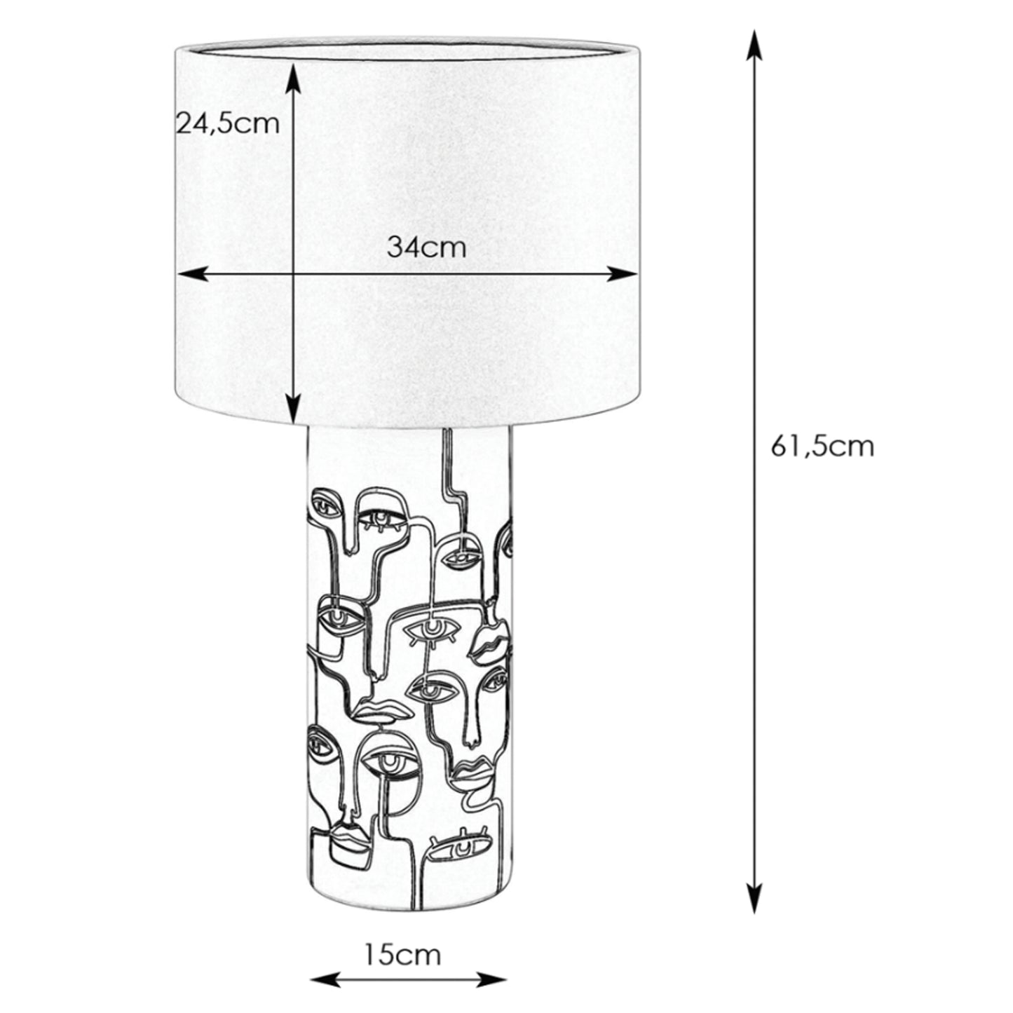 Family bordlampe hvit/sort