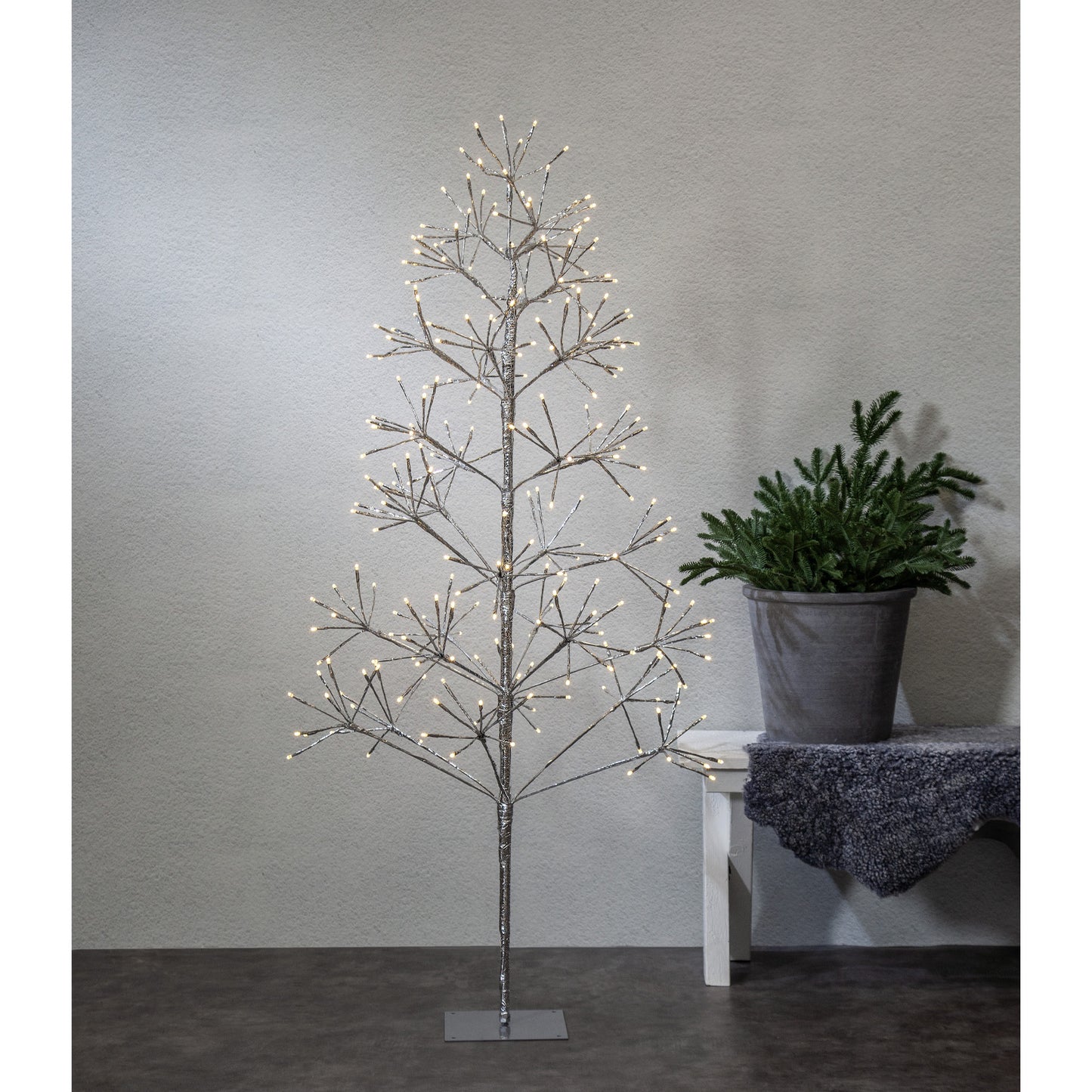 Flower tree LED julepynt tre IP44 sølv