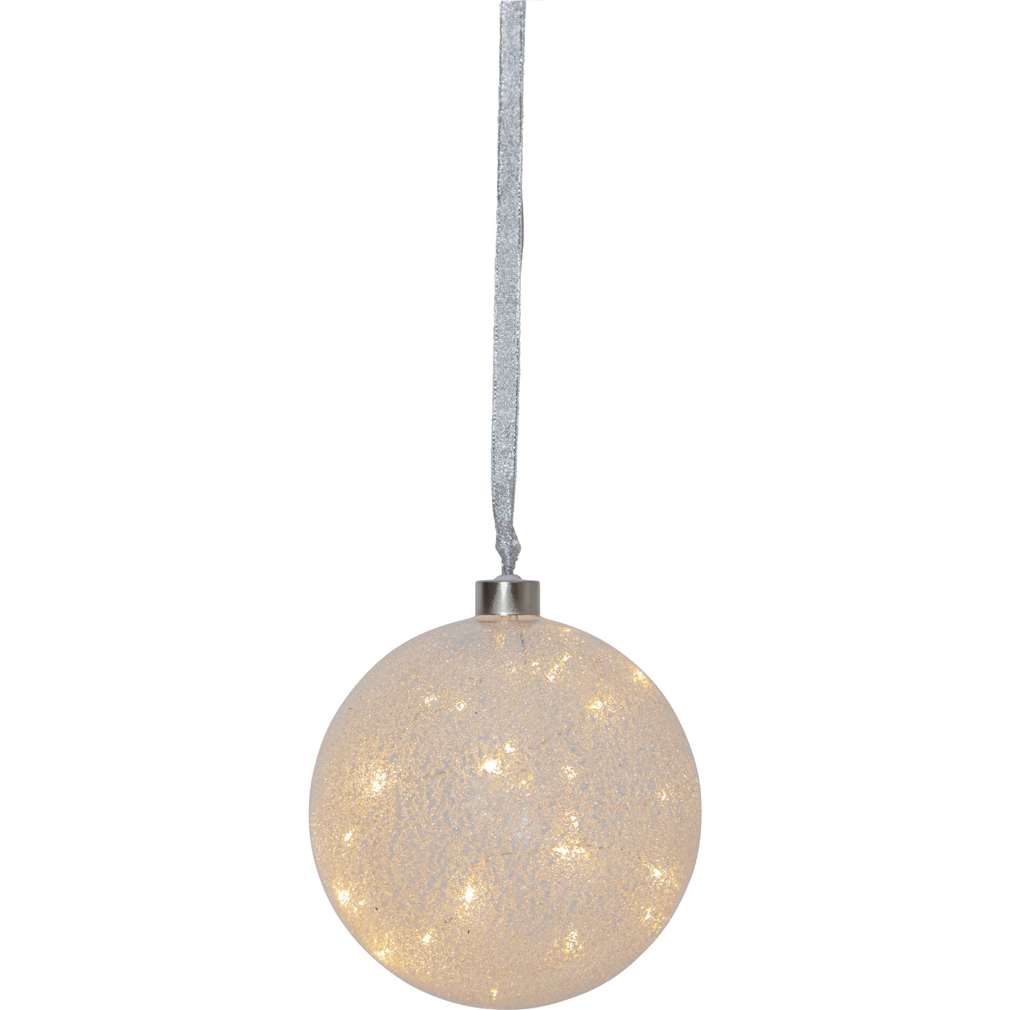 Glow snow glasskule 15cm frostet