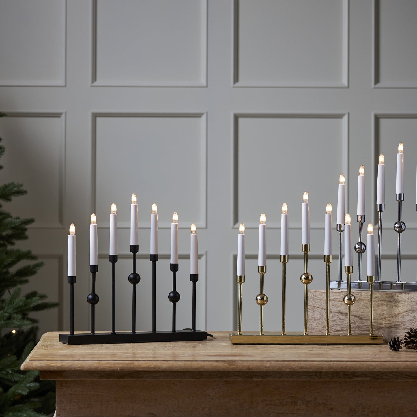 Gustavo 7-lys adventsstake messing