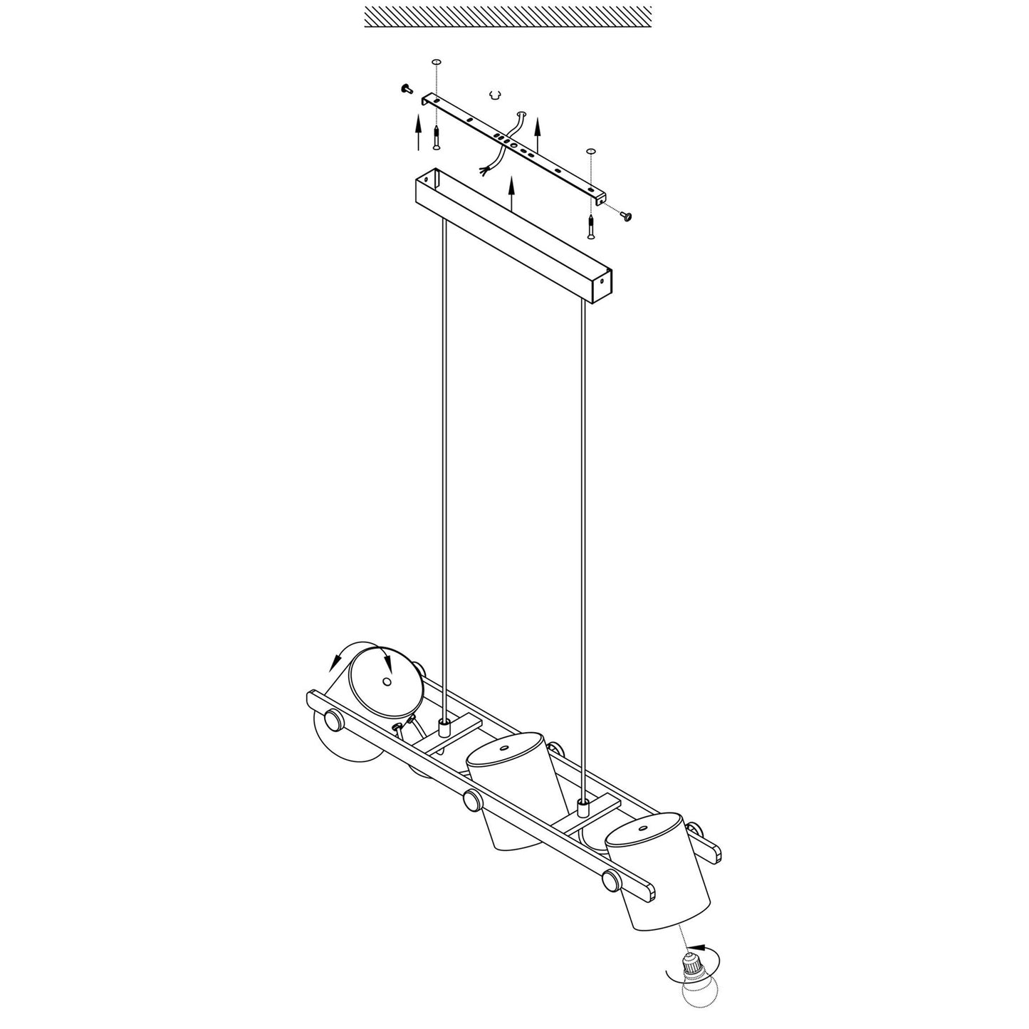Hornwood 3-lys pendel sort/hvit