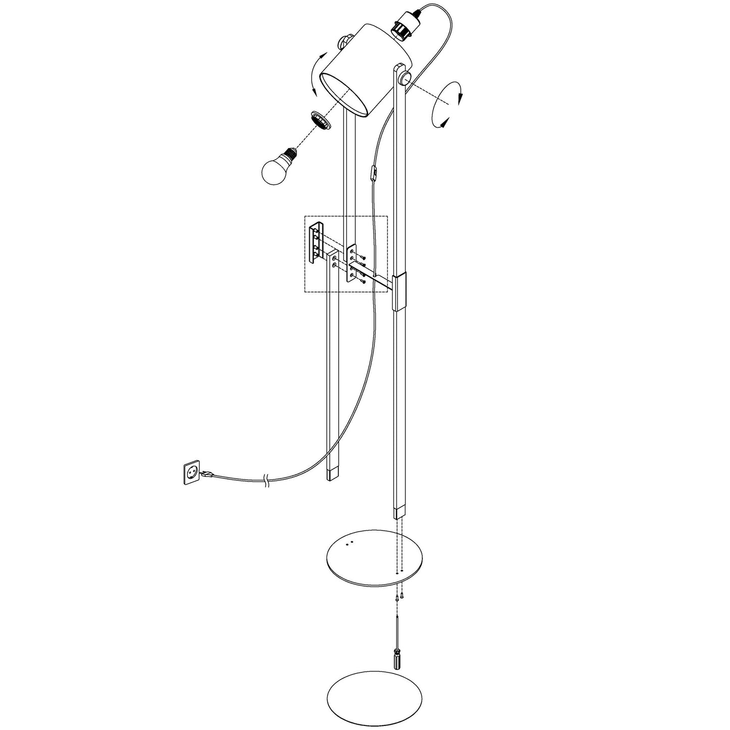 Hornwood gulvlampe sort/hvit