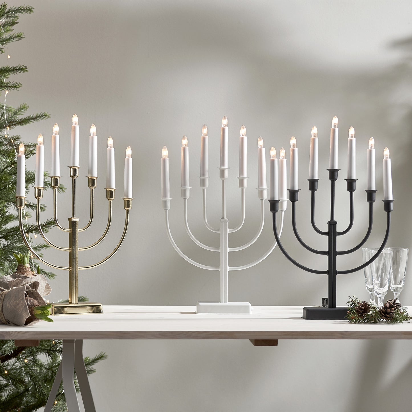 Kristina 7-lys adventsstake messing