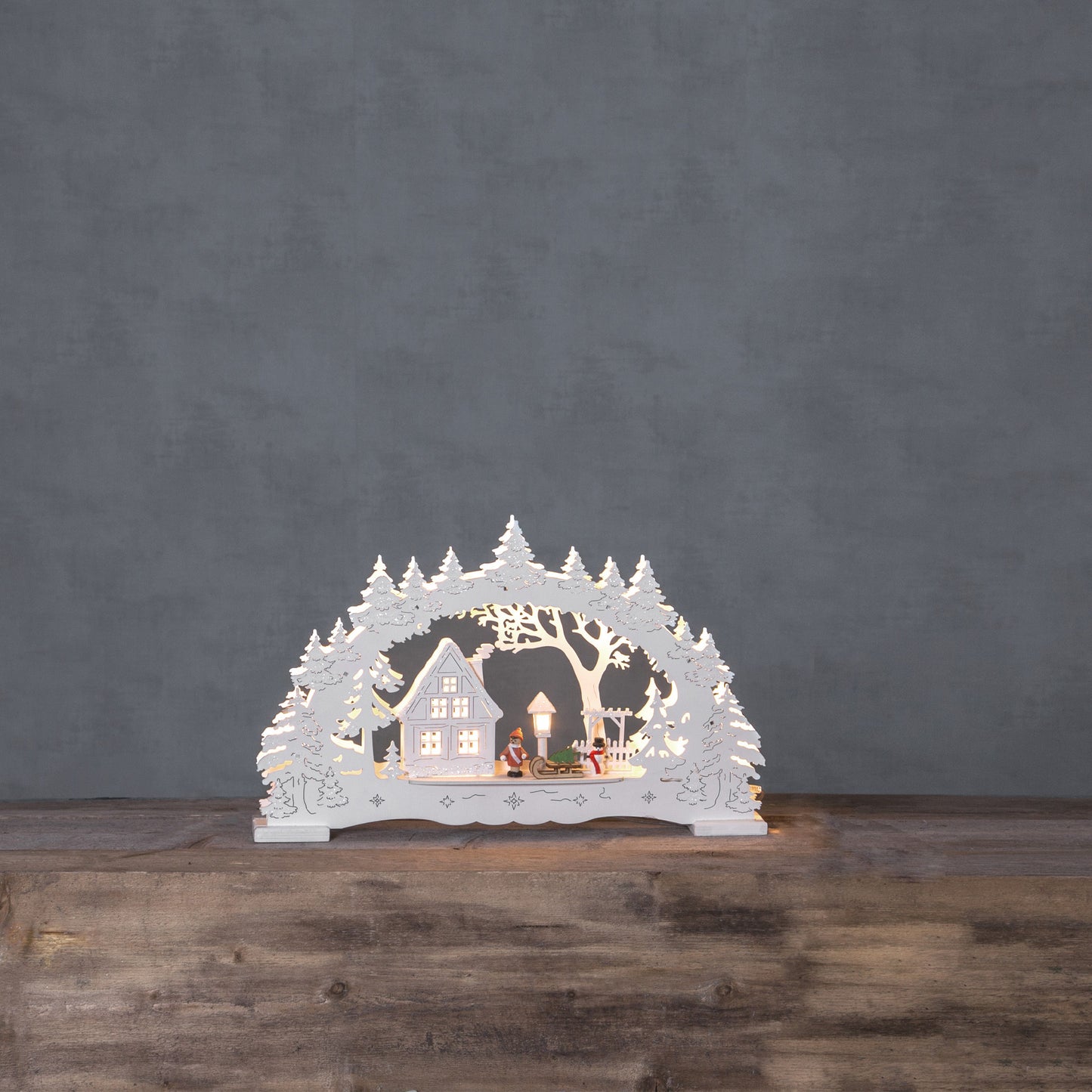 Lazer cut julepynt by m/batteri hvit
