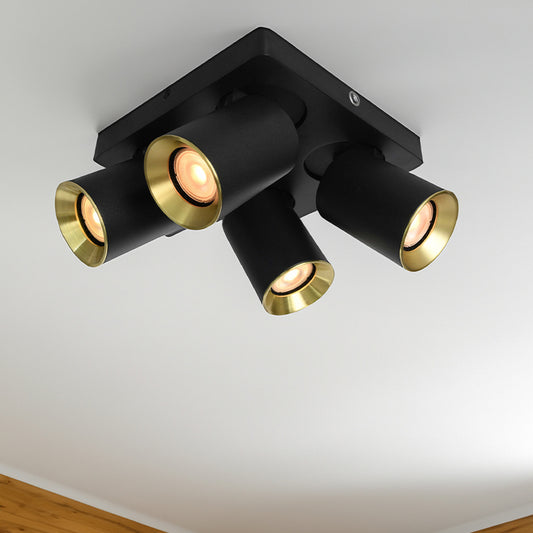 Lux 4-lys takspot kvadrat sort