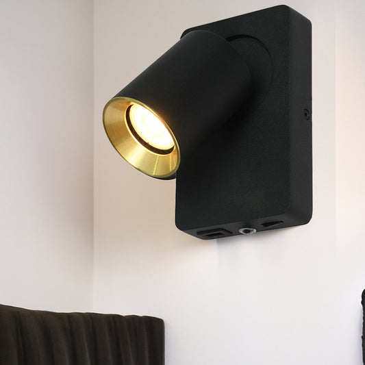 Lux vegglampe m/USB sort