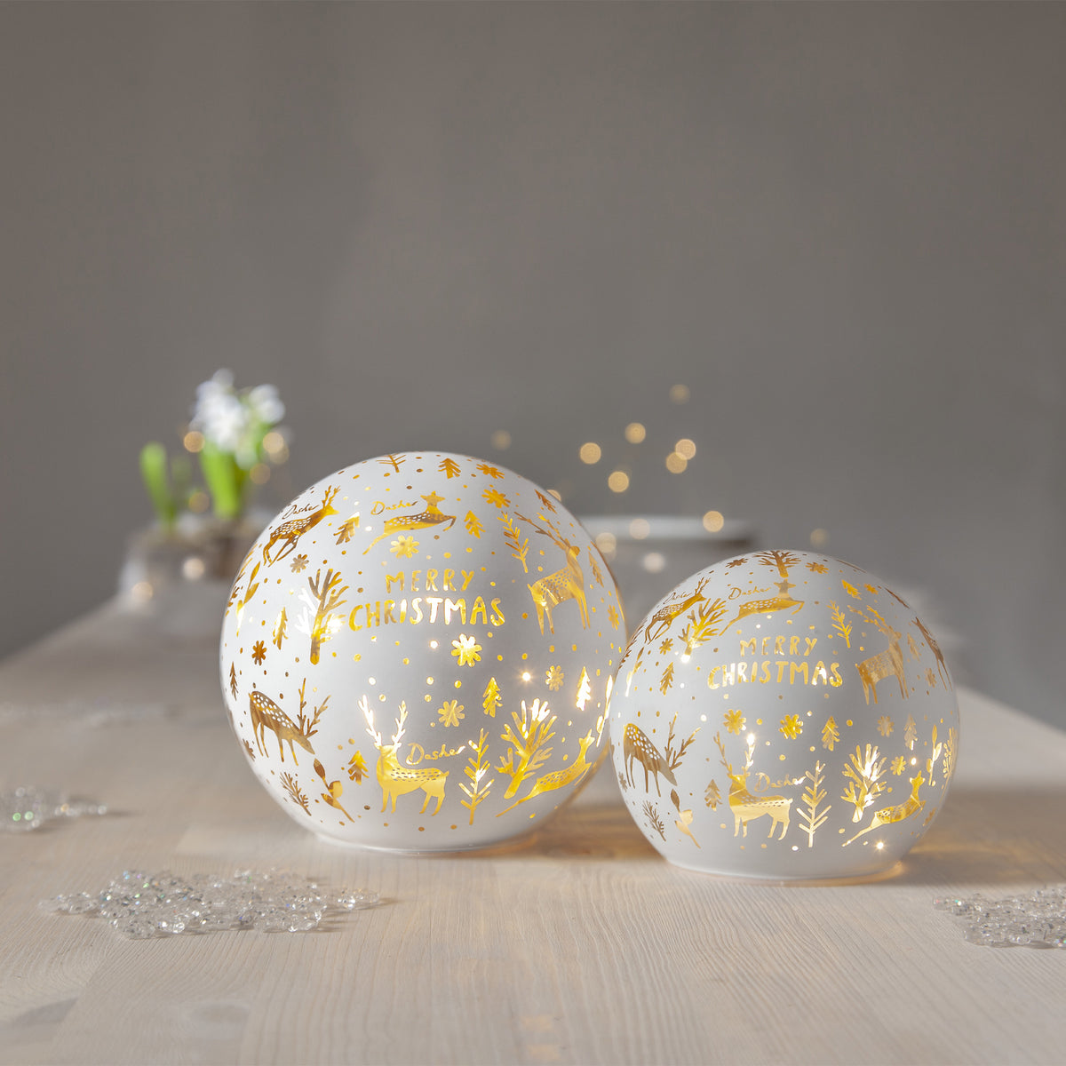 MerryX-mas glasskule 15cm m/batteri hvit
