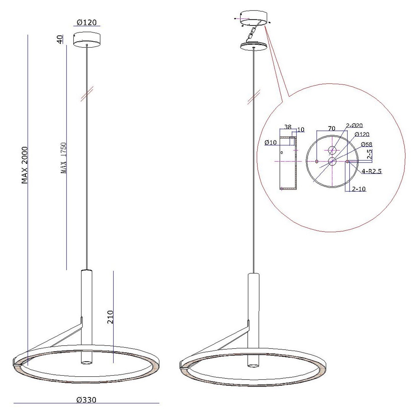 Mind LED takpendel Ø33cm sort