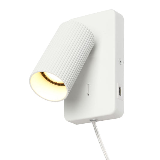 Natalia vegglampe m/USB hvit