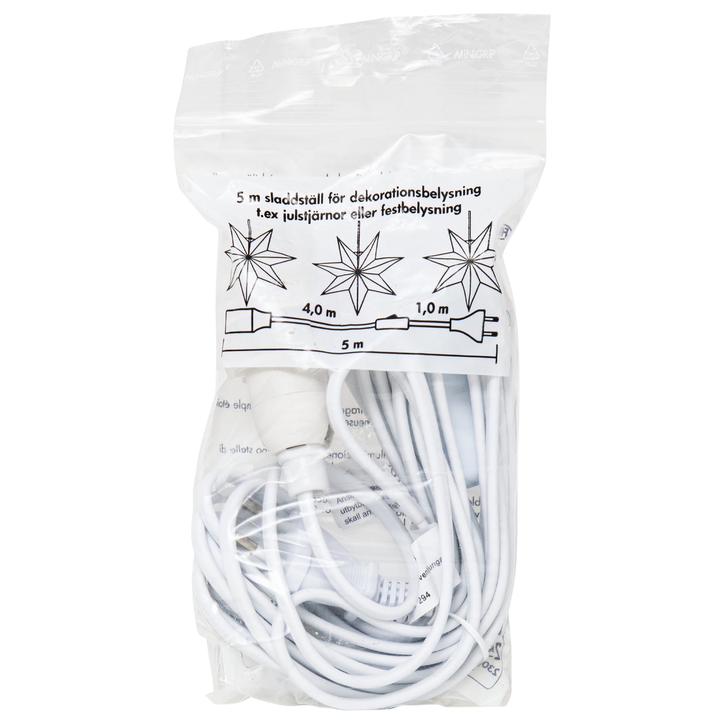 Oppheng E14 hvit m/bryter