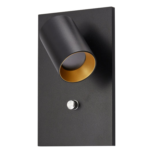 Oz K1 vegglampe m/USB sort/gull