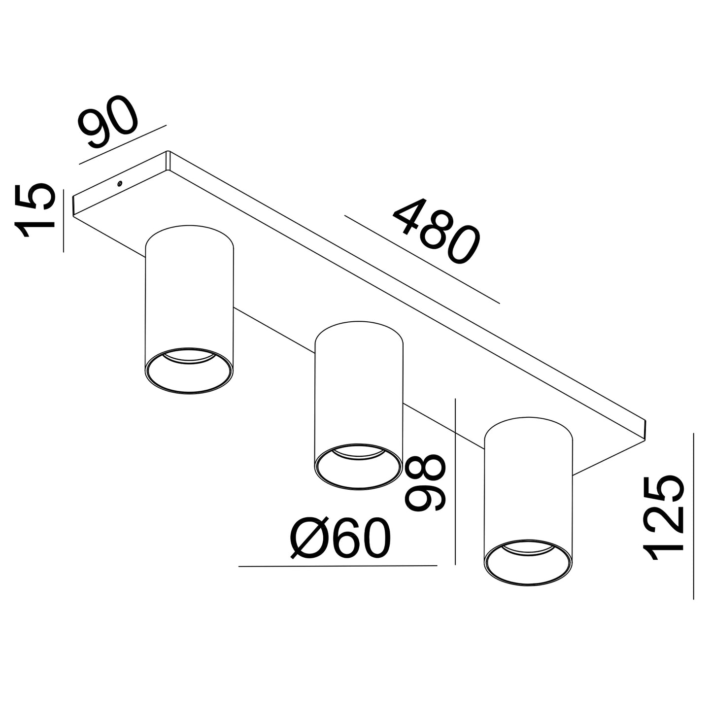 Oz K3 3-lys takspot skinne sort/gull