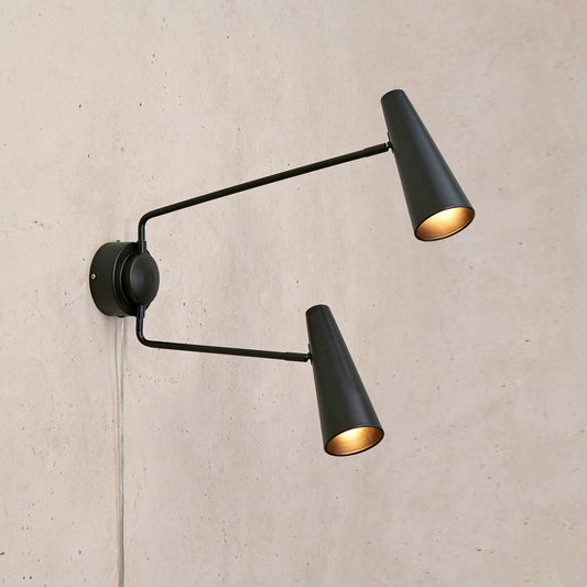 Peak 2-lys vegglampe sort