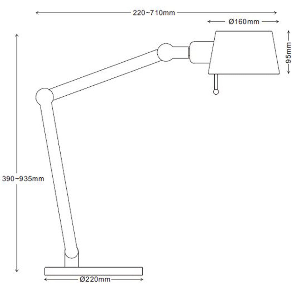 Pionex bordlampe sort/gull