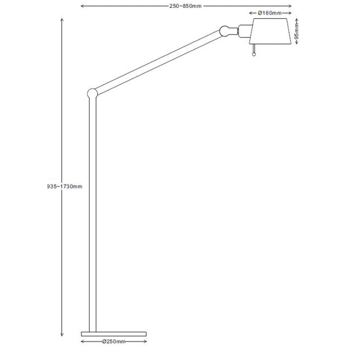 Pionex gulvlampe sort/gull